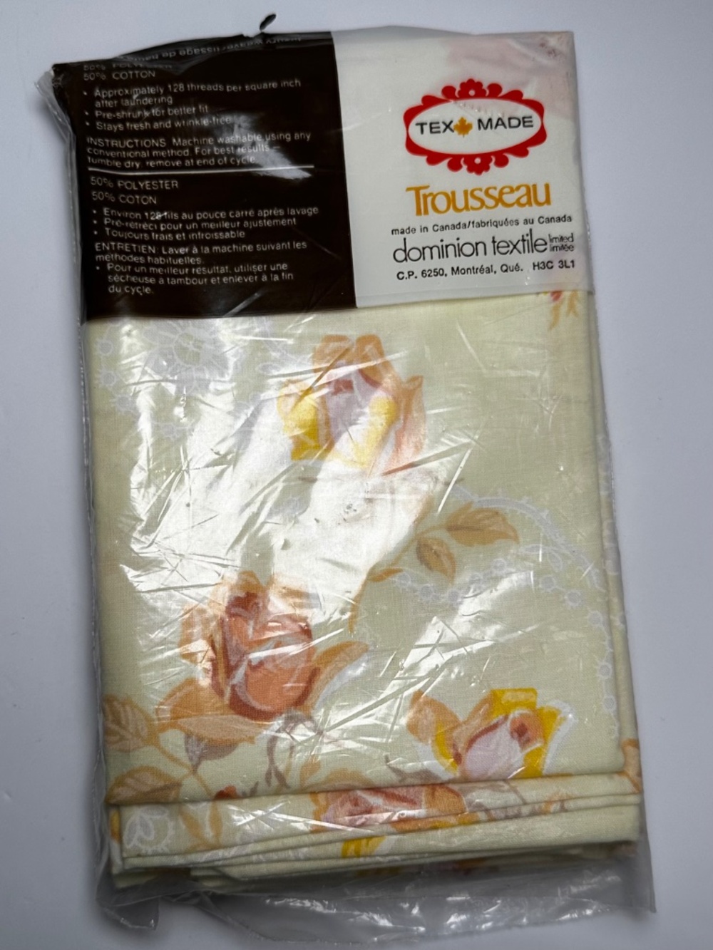 Vintage Tex-Made Truprest Double Fitted Sheet + 2 Pillowcases Floral NOS - Picture 9 of 11